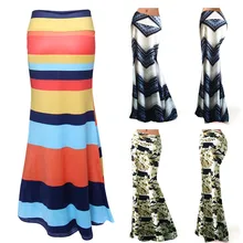 Новые модные женские туфли длинные цыганские Юбки для женщин Высокая Талия Макси Юбки для женщин стрейч полной длины летние Повседневная юбка Grace юбка для дам