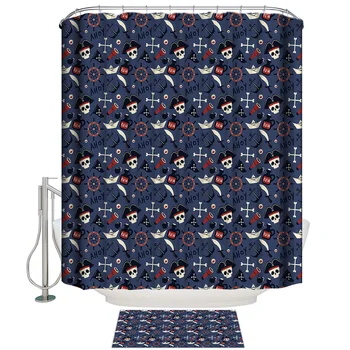 

Pirate's Skull Cartoon Shower Curtain Doormat Sets 2 Piece Bathroom Set Bathroom Decor Set Inside Modern Rings Cloth Women Cute