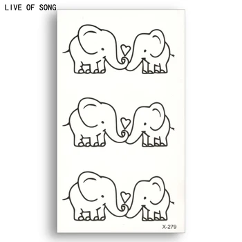 

Fake temporary tattoo Water Transfer Black lines love elephants Sticker Men Women Beauty Cool Body Art Live of Song X279