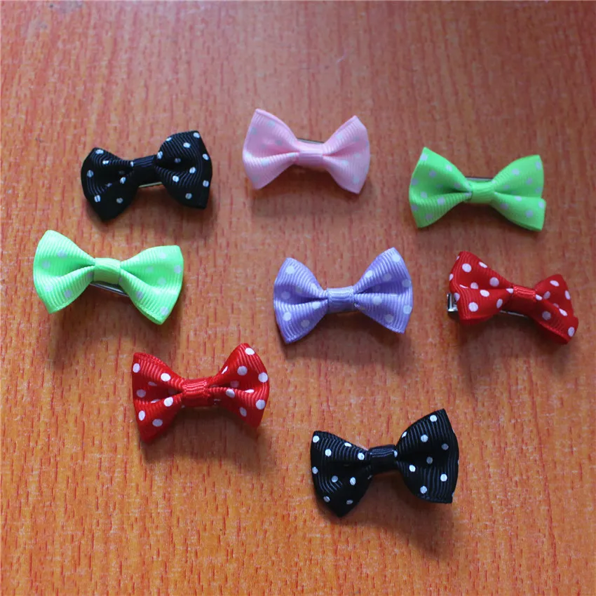 

1pcs Pet bow tie Duckbill clip Polka dots pretty bows for dogs cats bow tie CW72
