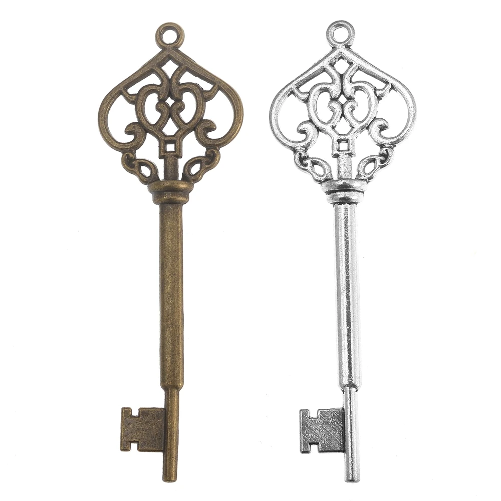 

3Pcs Key Charms 70*22mm DIY Jewelry Making Pendant Fit Bracelet Necklace Vintage Antique Silver,Antique Bronze