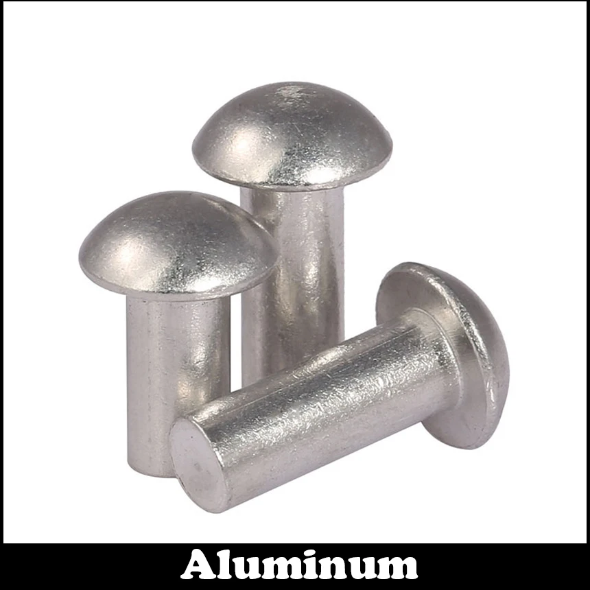 100pcs M4 x 6mm Aluminum Half Round Head Solid Rivet Fastener Silver Tone