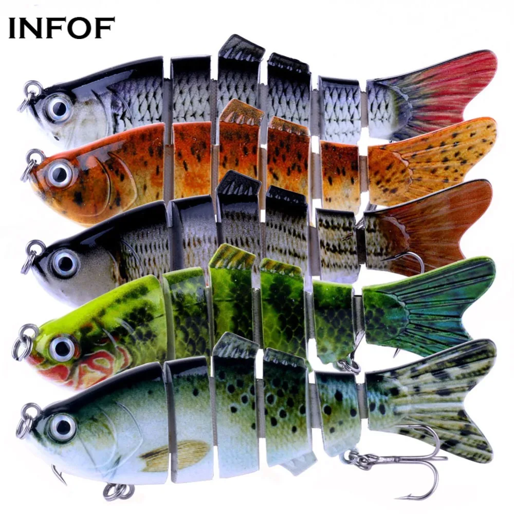 INFOF 5pieces/pack 6 jointed Fishing Lure Perch Swimbait 10cm/18g