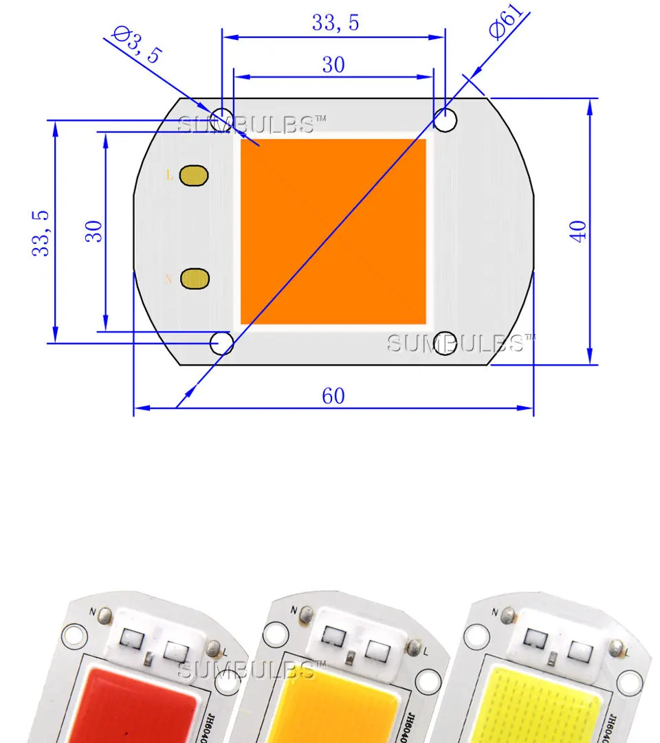 AC COB LED Bulb 20W 30W 50W Plant Grow Light LED Diode Chip 110V 220V Lighting Source for DIY Floodlight Outdoor Projector Lamp (1)