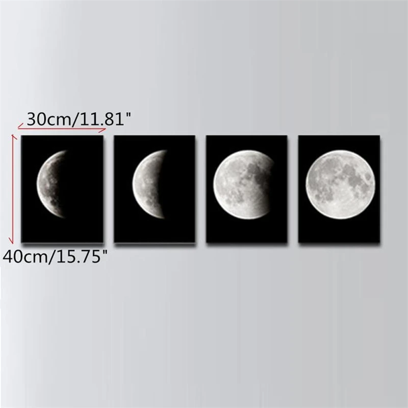 Modern Art Print on Canvas Home Wall Decor Poster Abstract The Moon 4PCS Framed Removable Resistant Removed Home Decor C0430#30 11