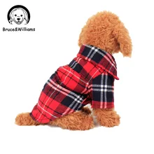 Bruce Williams Plaids Shirt Lapel Costume Dog Clothes The Spring Festival T shirt Autumn Spring Clothing