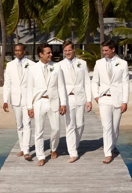 Latest Coat Pant Designs Ivory White Linen Wedding Suits For Men Latest Coat Pant Designs Ivory White Linen Wedding Suits For Men Slim Fit Groomsmen Summer Simple