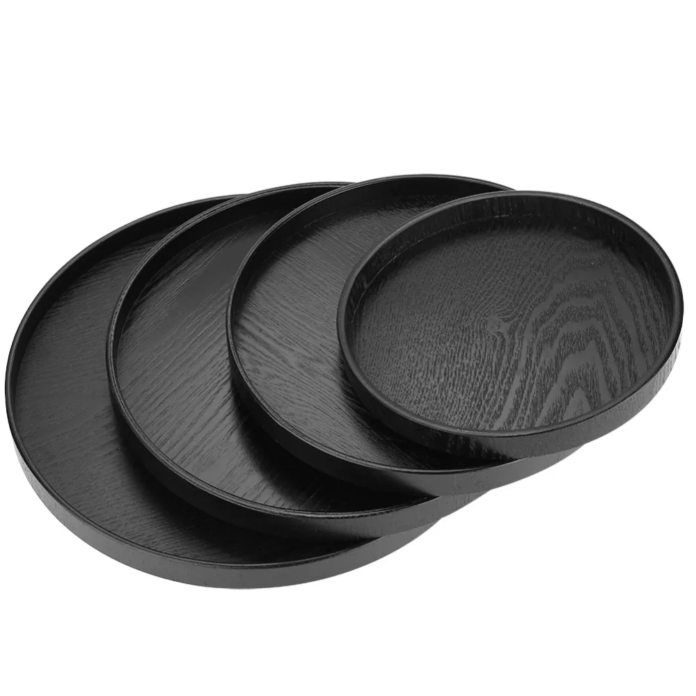 

Round Solid Wood Tea Tray Coffee Snack Food Meals Serving Tray Rectangular Traditional Bamboo Tea Tray