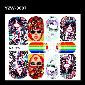 WUF 1 Sheet Nail Art Water Decal Fashion Sexy Lady Girl Nail Transfer Full Stickers Nail Art Decorations Set