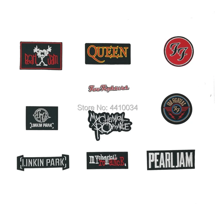 

Foo Fighters MY CHEMICAL Pearl Jam ROMANCE QUEEN Linkin Park Music Band Embroidered Patch Tshirt TRANSFER Rock Punk Badge