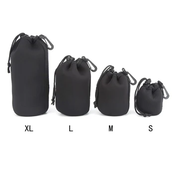 

4pcs/lot Camera Lens Bag Neoprene Waterproof Soft Camera Lens Pouch bag Case S / M / L / XL Lens Protective Pouch