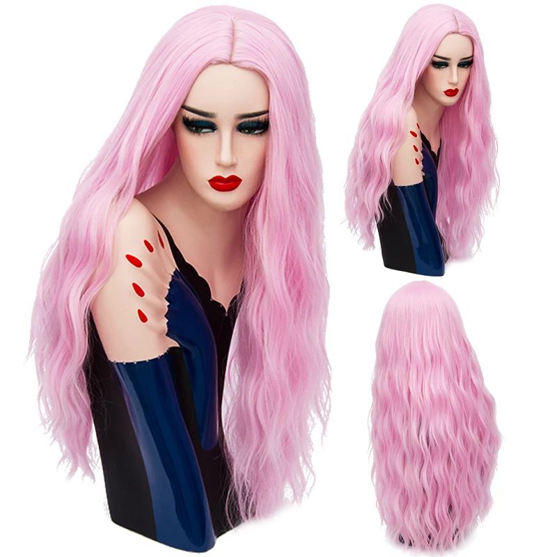 MSIWIGS 70 CM pelucas onduladas rosas largas Cosplay peluca Rubia de mujer sintética Natural 29 colores pelo resistente al calor MSIWIGS 70 CM pelucas onduladas rosas largas Cosplay peluca Rubia de mujer sintética Natural 29 colores pelo resistente al calor