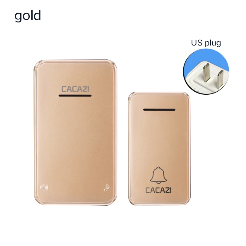 Gold US plug Водонепроницаемый дверной звонок беспроводной дверной звонок новейший светодиодный AC 100-240 в EU/US/UK штекер 200 м Пульт дистанционного управления 48 колец 6 громкости дверной Звонок - Цвет: Gold US plug