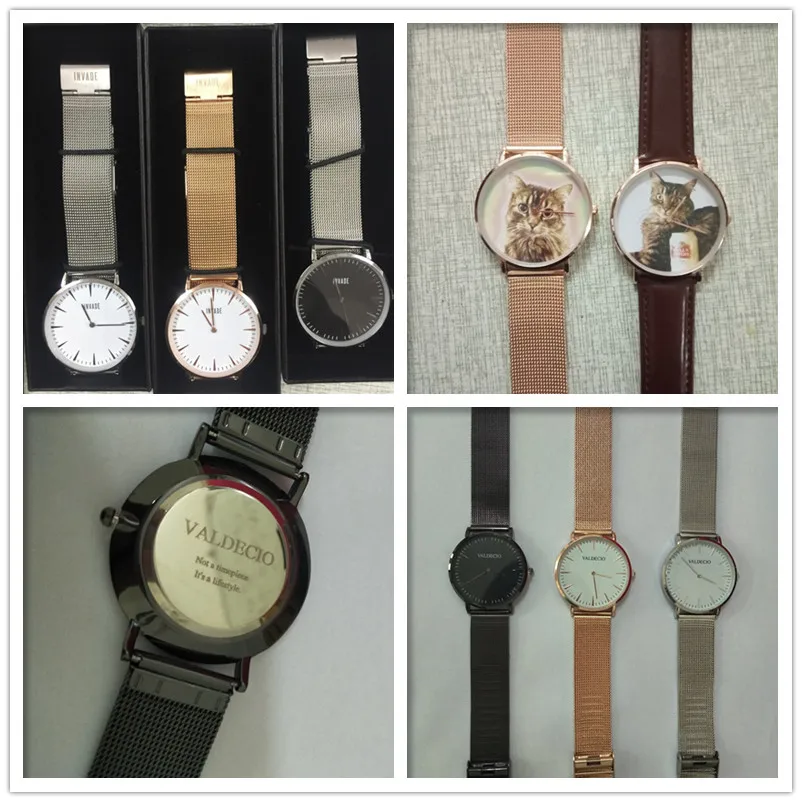 CL015 часы из натуральной кожи OEM на заказ с логотипом печать на фото часы для пары часы с фирменным дизайном