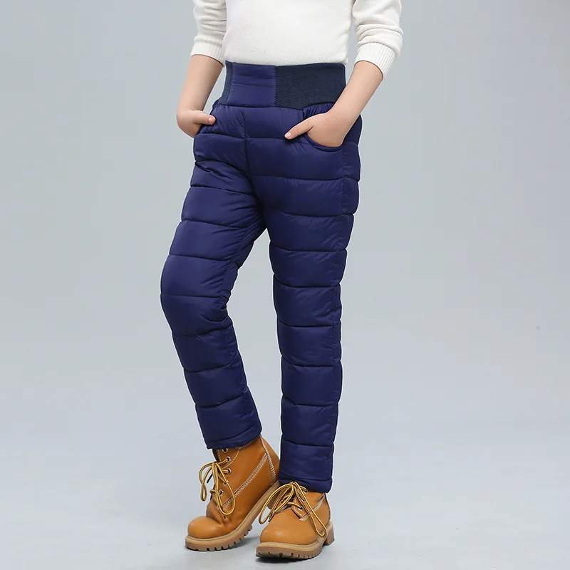 Повседневные зимние штаны для мальчиков и девочек толстые теплые штаны с хлопковой подкладкой водонепроницаемые лыжные штаны детские брюки с эластичной резинкой на талии для детей от 3 до 10 лет - Цвет: 02