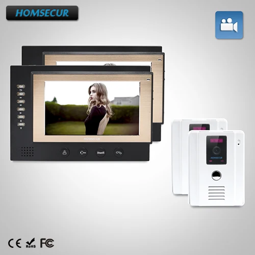 HOMSECUR 7 "Свободные Руки Видеодомофон Система + LCD Цветной Экран: TC011-W + TM701R-B