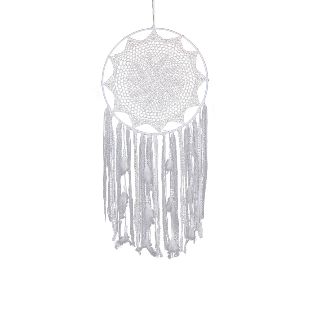 

Newly Handmade Dream Catcher Lace Feather Tassel Wedding Home Wall Hanging Decor TE889