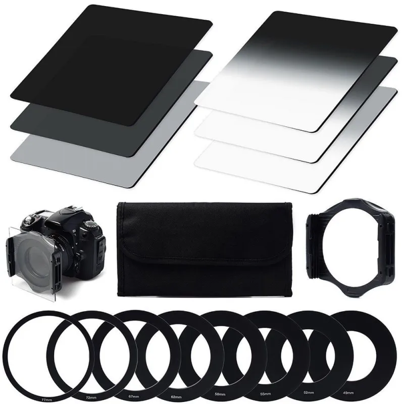 

17 piece set Neutral Density ND Filter ND2 ND4 ND8 Full set + Holder adapters for Cokin P