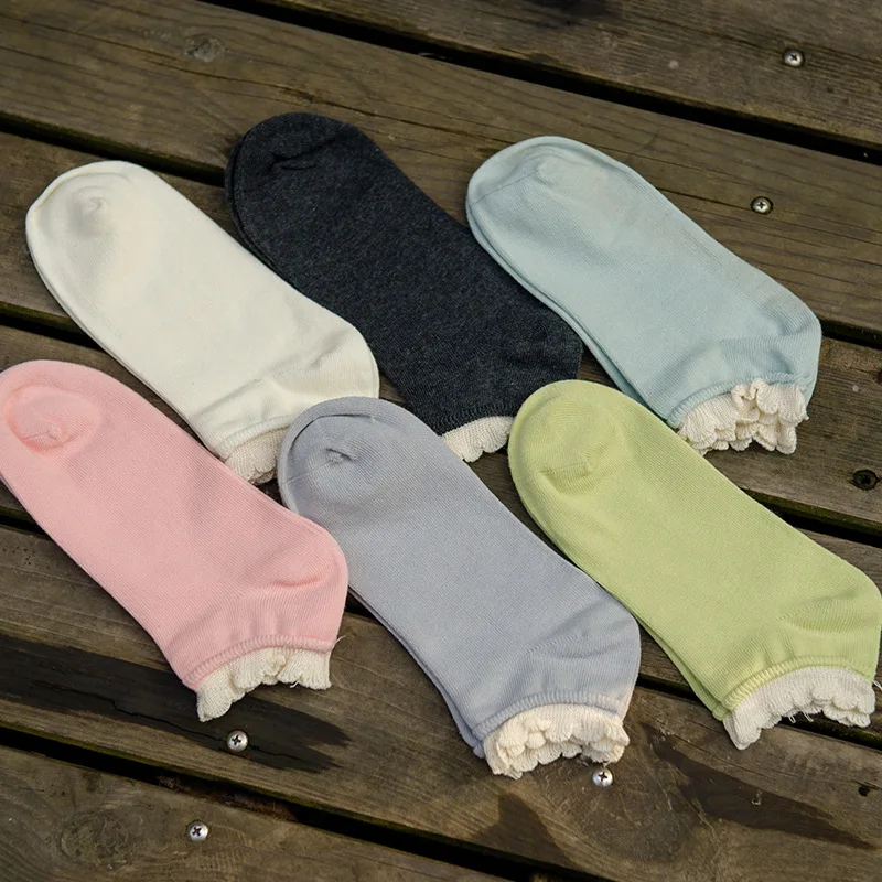 The new cotton Ms lace boat socks Combed cotton princess wind socks