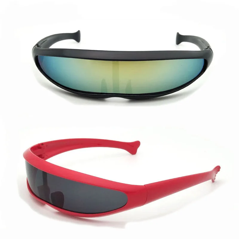 Futuristic Narrow Cyclops Sunglasses UV400 Personality Mirrored Lens