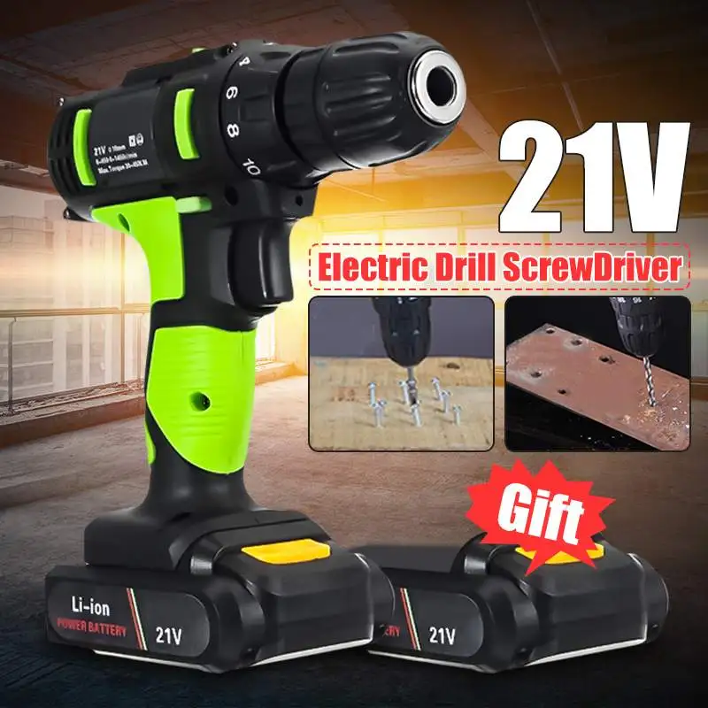 

21V Electric Hammer Rechargeable Wireless Mini Electric Drill Bit Multifunctional Electric Screwdriver Torque drill +2 Batteries