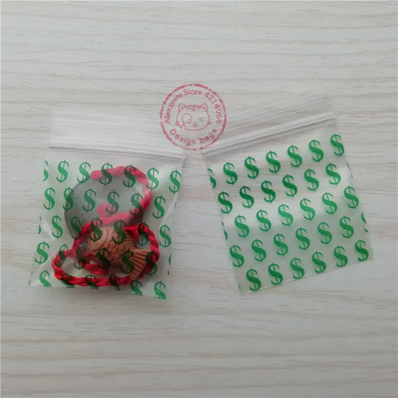 Design Mini Zip lock Poly Bags 100PCS Plastic Bag Storage (4 Patterns 6-15 Sizes Selects) #H44 