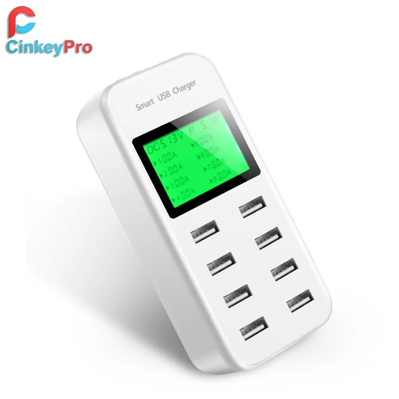Умное зарядное устройство CinkeyPro с 8 USB портами и светодиодным дисплеем|charger for