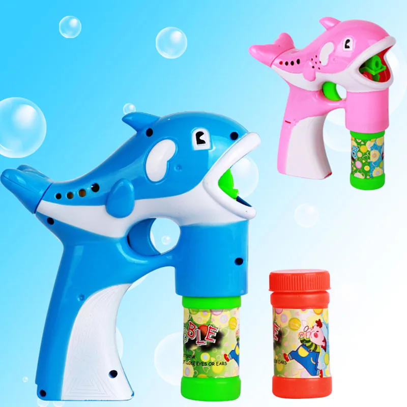 

Hot Automatic Music Dolphins Bubble Machine with Light 2 Bottles of Bubble Maker Gun Water Electric Children's Toys Kids Gift