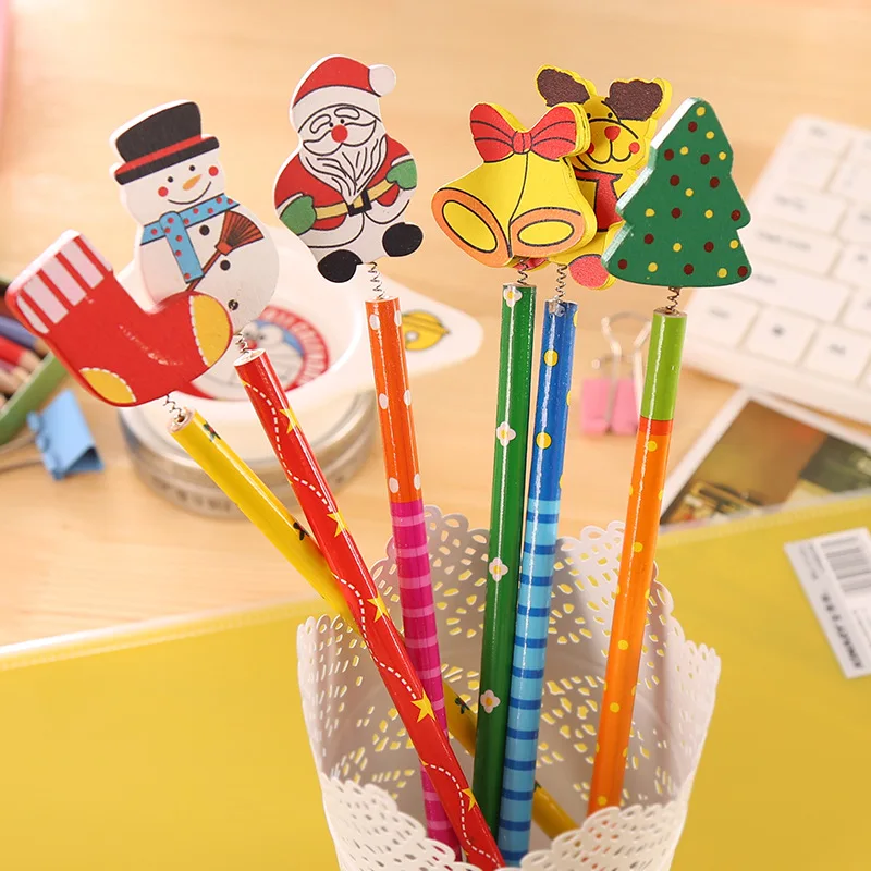 48 шт./лот мультяшный деревянный HB Рождественский подарок детский приз|pencil christmas|hb