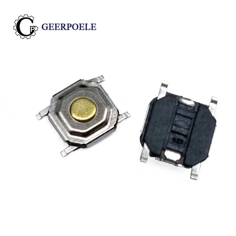 

50pcs/lot 12V 5.2*5.2*1.5mm Push Button Switch 4 PIN Metal Tactile Micro tact SMT touch switch