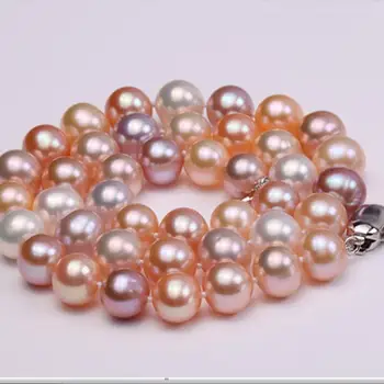 

Select color jewellery,17-17.5inch Real Pearl Top Quality 9-10mm Mixes Freshwater Pearl Necklace