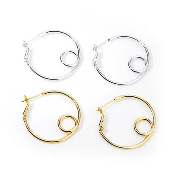 

4PCS 30x30MM 24K Gold Color Plated Brass Big with Small Round Earring Hoop DIY Jewelry Making Findings Accessories