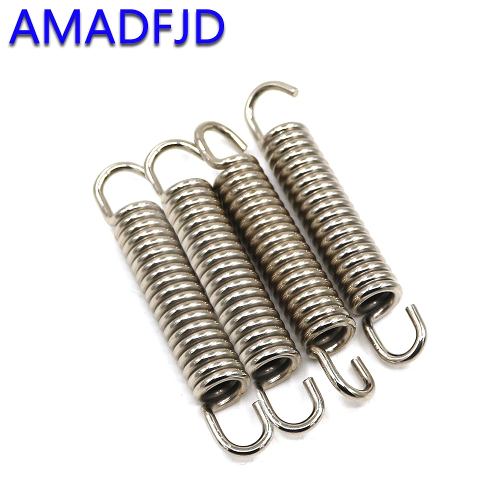 

2pair Stainless steel double hook spring Metal tension coil extension spring for Motorcycle exhaust pipe parking rack Pedal