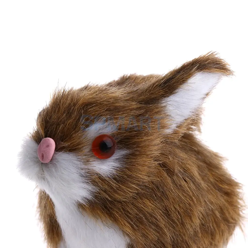 Lifelike Simulation Plush Stuffed Rabbit Hare Bunny Animals Model Figure Plush Figures Soft Toy Home Decoration Brown