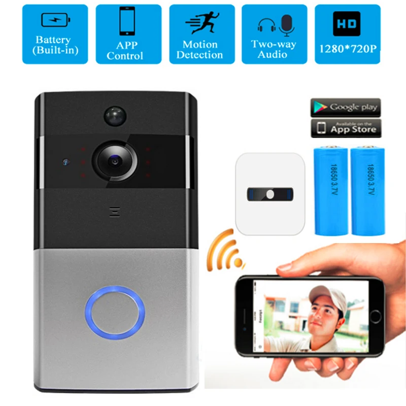 

IP Video Intercom Video Doorbell Wireless WiFi Door Bell Monitor Alarm Door Phone Ring PIR IP Camera Battery two-way Audio 720P