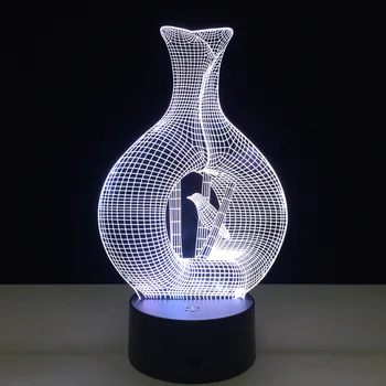 

3D LED Night Light Bird In Cage Model 7 Colors 5V USB Led Lava Lamp Touch-sensitive Illusion Nightlights Holiday Home Deco Gift