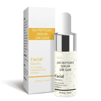 

24K Gold Hyaluronic Six Peptides Moisturizing Acid Anti-Aging Face Skin Care Whitening Brighten Serum T3