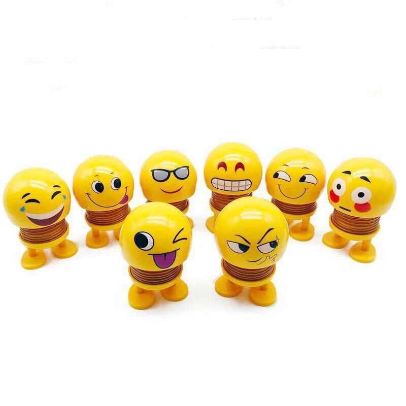 

Spring Smile Doll Car Ornament Emoji Shaking Head Car Automobile Interior Dashboard Decoration ABS Funny Smiley Dolls Ornament