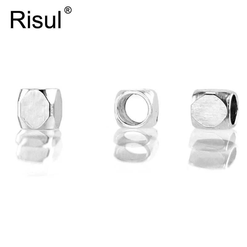 

Risul 2.5x2.5mm square beads for jewelry making parts hole 2mm DIY small tiny beads for necklace bracelet stainless steel 100pcs
