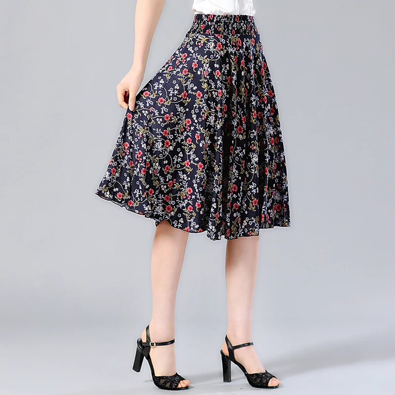 Летняя модная винтажная юбка Цветочный принт комплект пуловер+ кожаная юбка saia faldas Повседневное трапециевидной формы уличная одежда для девочек костюм с юбкой