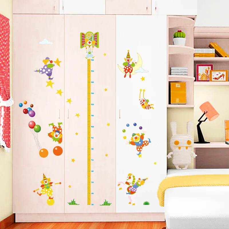 circus clown height sticker children's room decor nursery function
