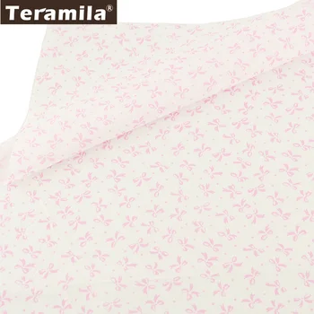 

Teramila 100% Cotton Fabric Pink Bowknot Designs Quilting Patchwork Textile Scrapbooking DIY For Beginner Tissue Dolls Tela