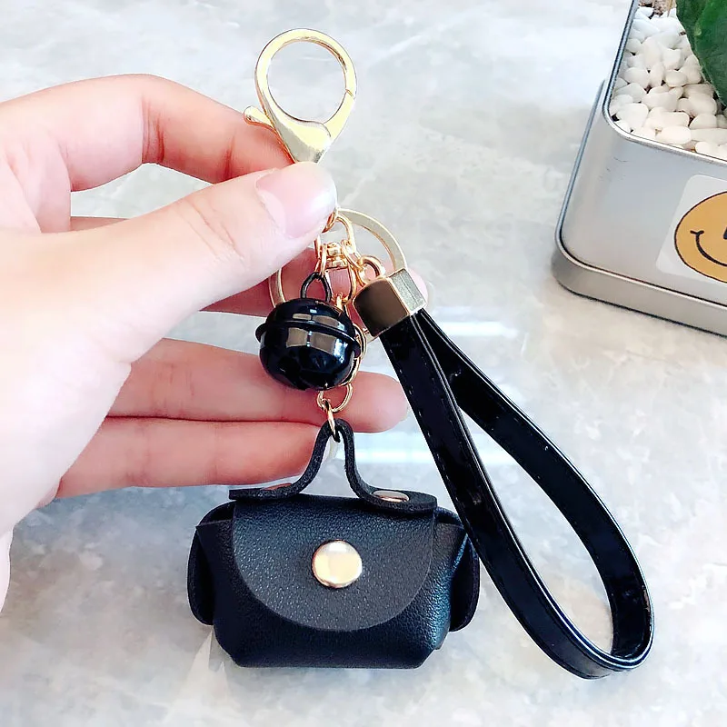 Cute Trinkets Bag Leather Key Chain for Car Women Keychains Metal Bells Holder Charm Handbag Purse Accessories Pendant Gift | Украшения и