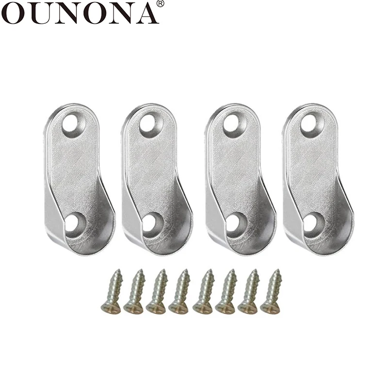 

OUNONA Oval Closet Rod End Supports Furniture Hardware Accessories Wardrobe Tube Support Bracket Clothes Hanging Rod Holder