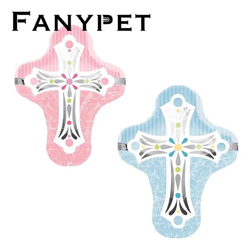 

10/50pcs/lot Cross Star Foil Balloon Aluminum Baloon Cartoon Shape wedding Decoration Blue/pink Easter Religions balloon