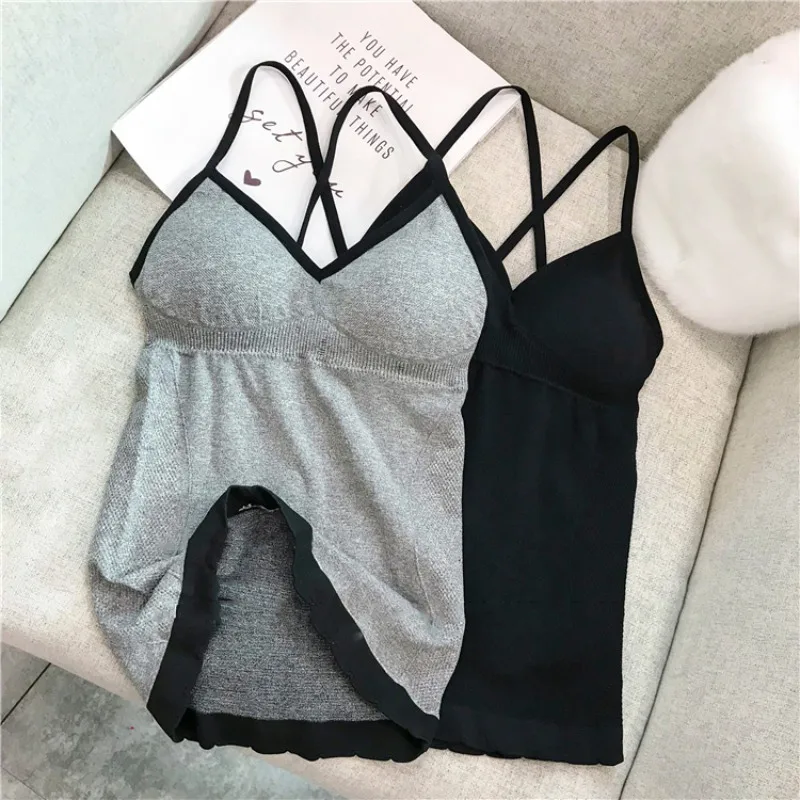 

Sexy Crop Top V-neck Camisole Women Knitted Padded Underwear Bralette Top Female Shirt Ladies Tank Tops
