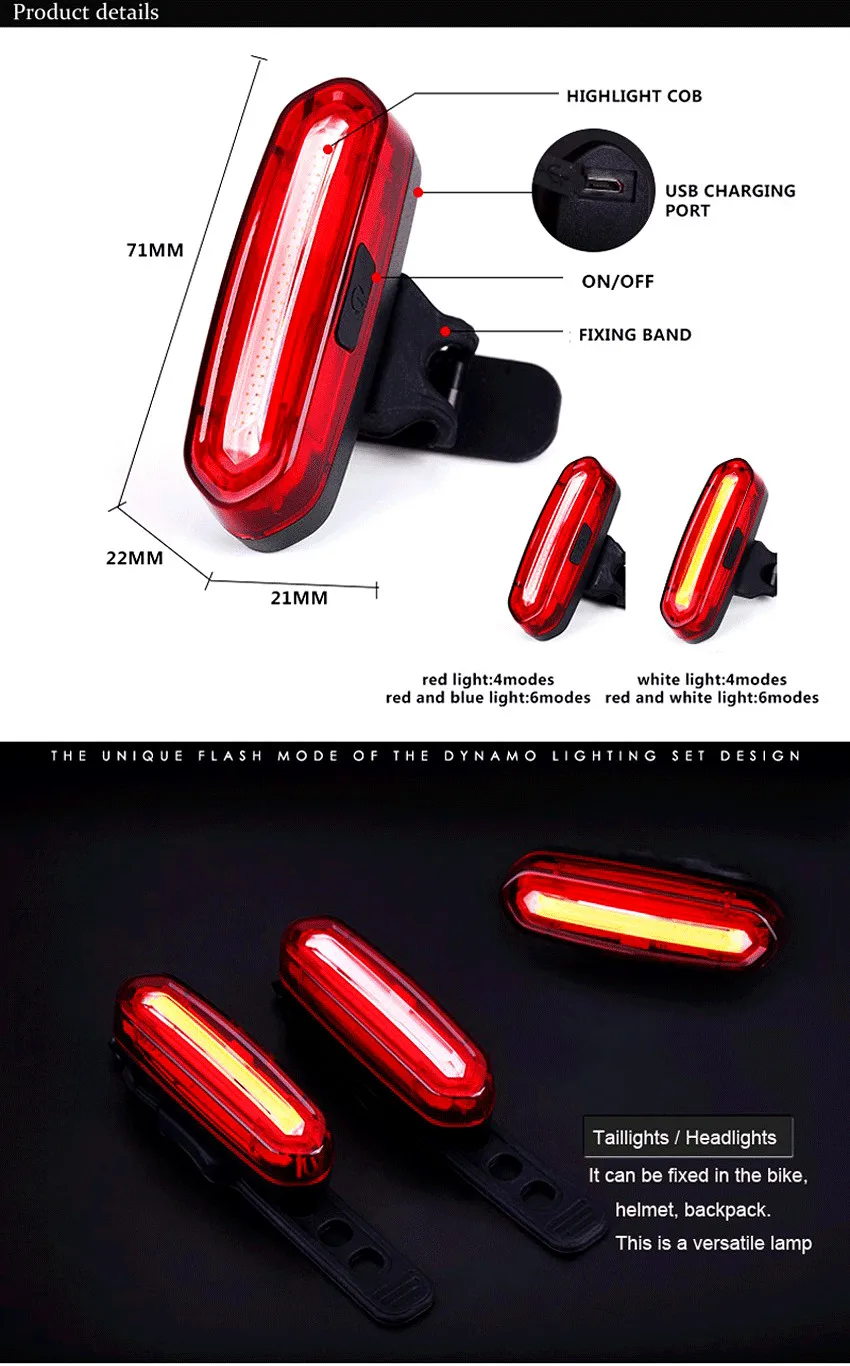 Охлаждать USB Перезаряжаемые горный велосипед задний фонарь MTB безопасности предупреждающий сигнал поворота фонарик, велосипедная фара, высокомощный светодиодный велосипедный фонарь