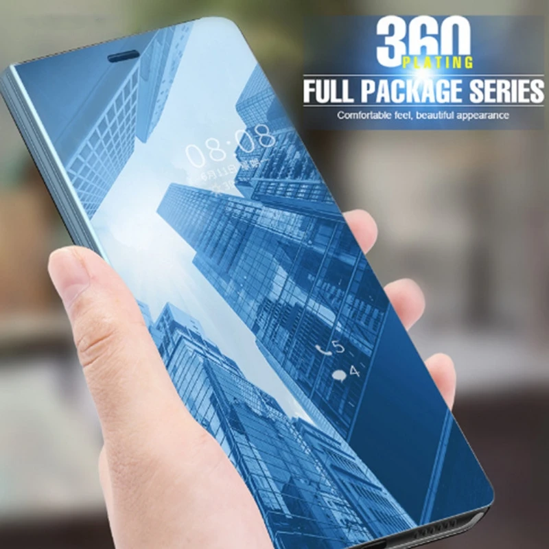 Зеркальный умный чехол для Motorola Moto E5 G6 Play прозрачный из искусственной кожи с