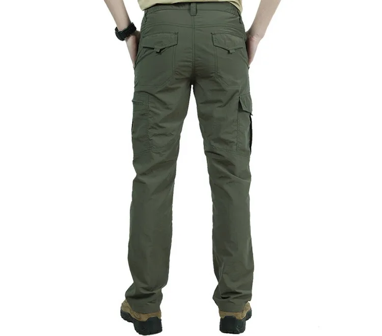 Быстросохнущая Повседневное брюки Для мужчин лето военный Стиль брюки Для мужчин Тактический штаны-карго Мужской легкий непромокаемые