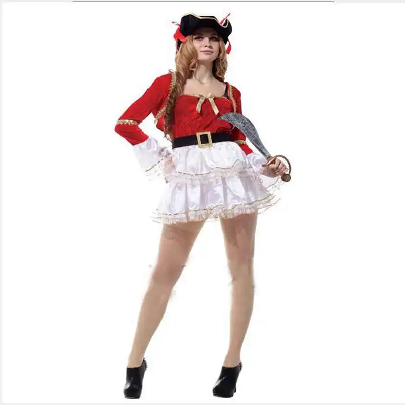 Производительность Хэллоуин костюмы костюм женский Джаз Pirate Captain Костюмы для косплея
